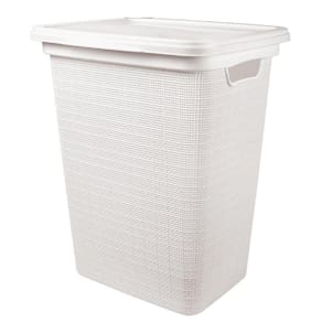 Cesto De Roupas Juta Branco 45 Litros Com Tampa 43X35X52Cm
