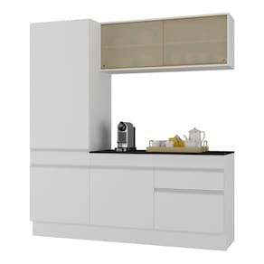 Armário De Cozinha Compacta 3 Peças Com Rodapé Mp2179 Made Multimóveis Branco Branco