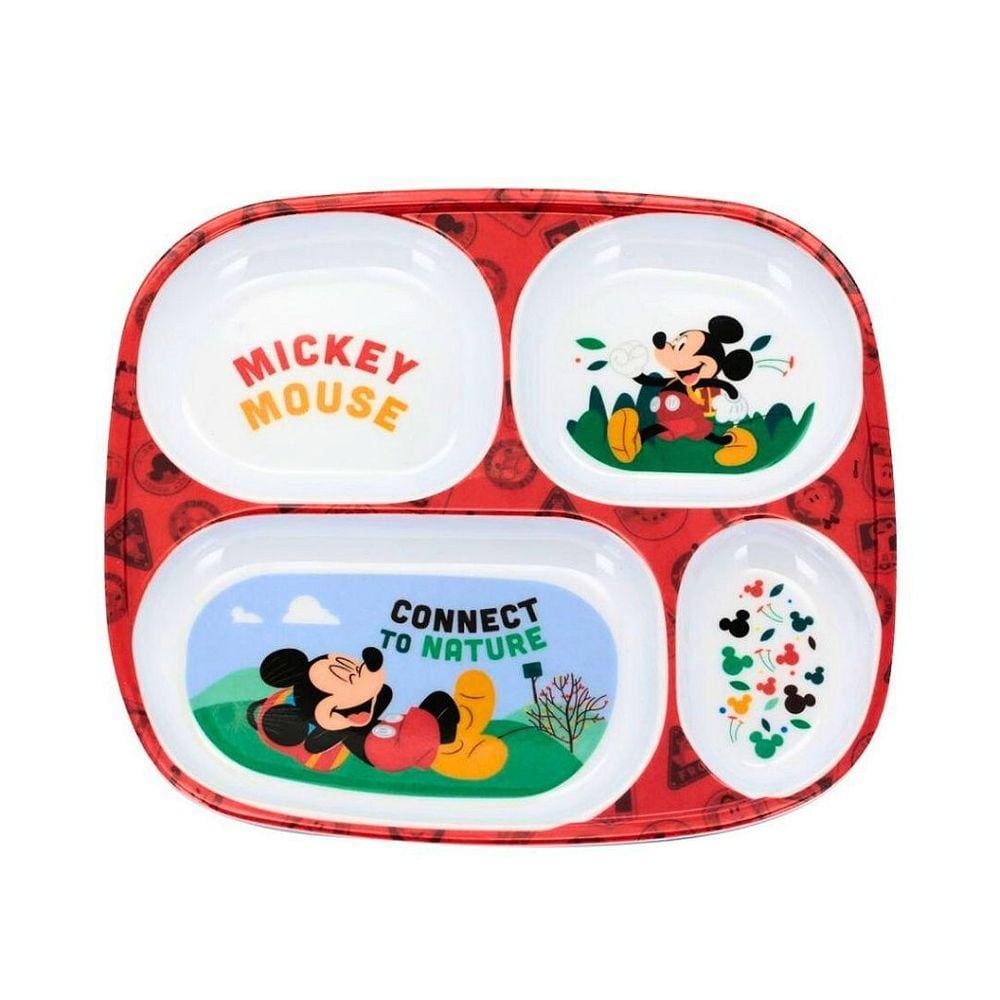 Prato Refeição Infantil 4 Divisórias Melamina Mickey Mouse Disney - Tuut
