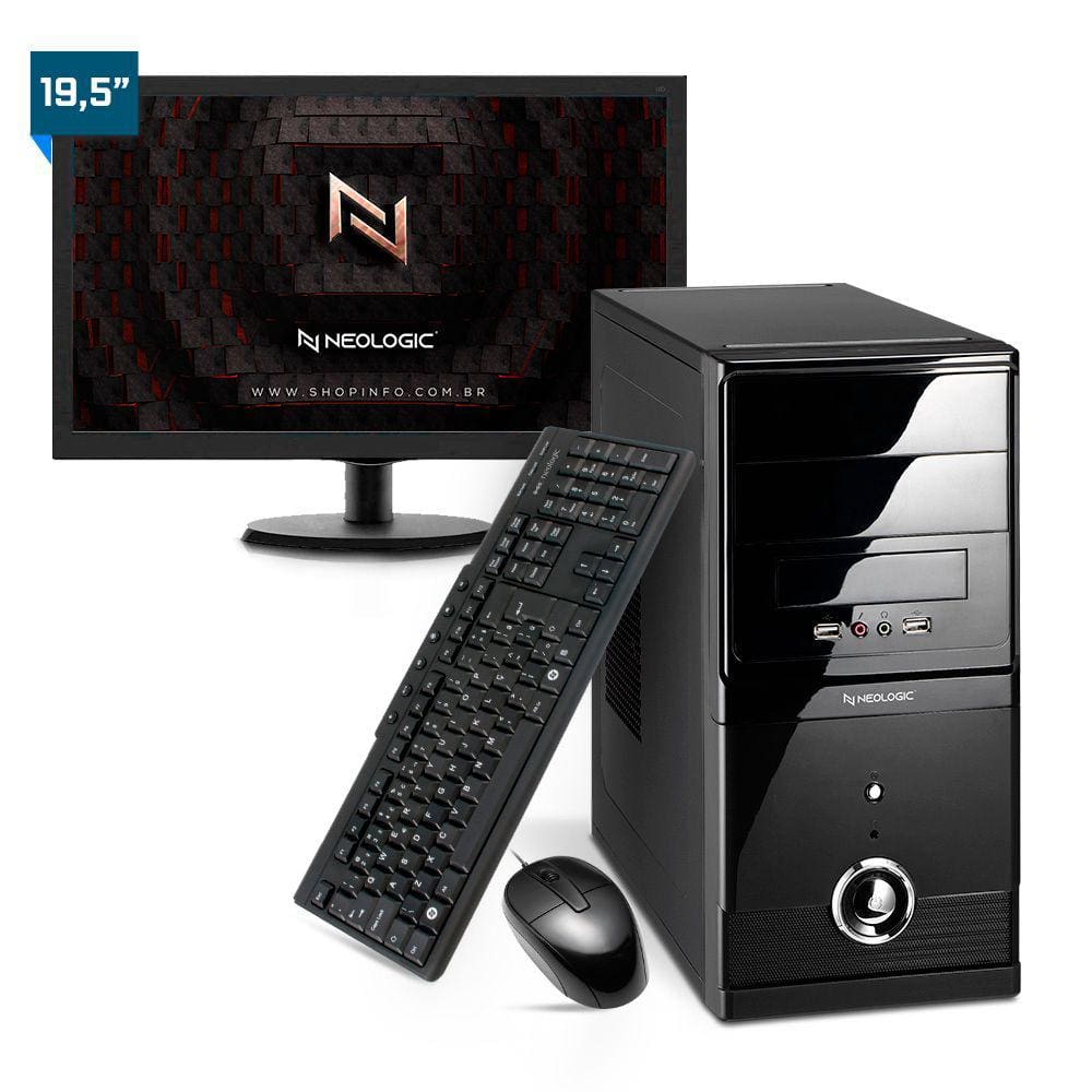 Kit - Computador Neologic Home Nli83856 Amd Ryzen 5 5600G (3.9Ghz 16Mb) 8Gb Ssd 120Gb + Monitor 19,5