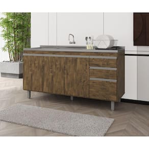 Balcão Gabinete de Pia Premium 160cm Chocolate S/ Tampo - Nathan