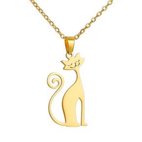 Colar Corrente Feminina Pingente Gato Judito Banho Ouro 18k