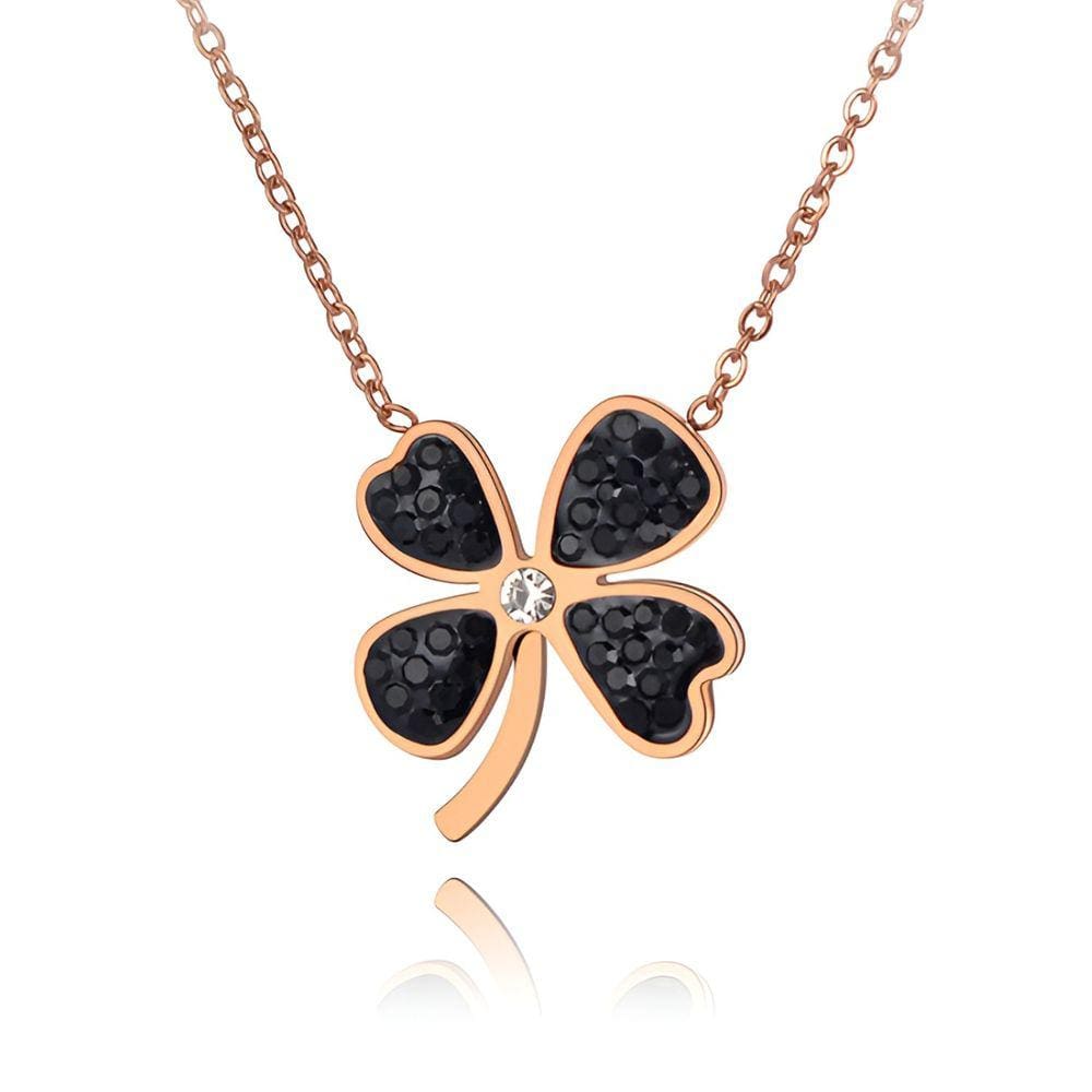 Colar Feminino Pingente Trevo Rylee Banho Ouro Rosê Presente