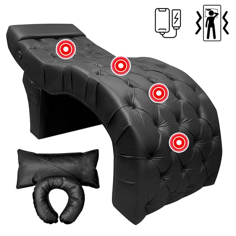 Maca Estética VIP com Massageador Carregador de Celular Corino Preto SOFA STORE