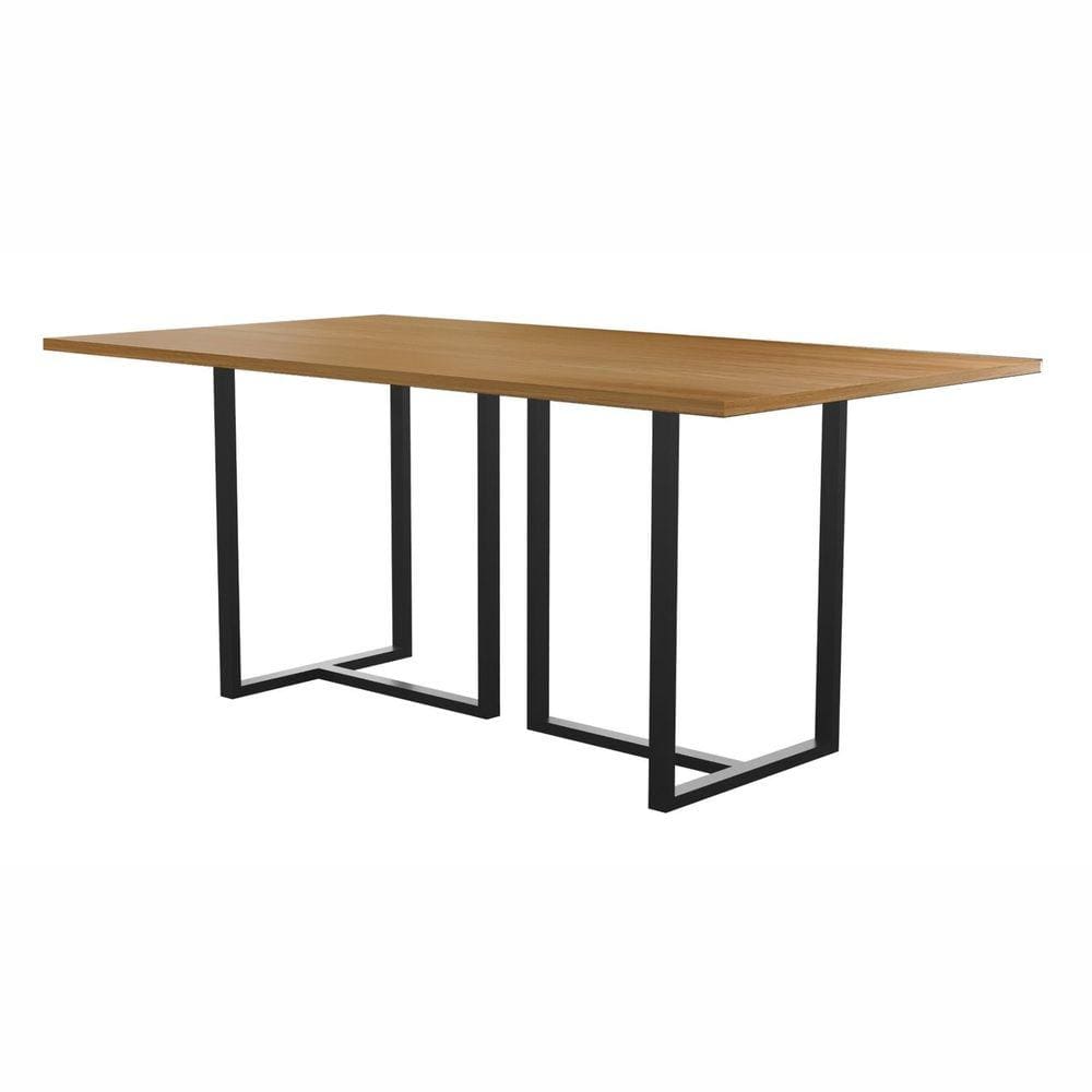 Mesa de Jantar 6 Lugares 180cm Tampo MDF Atena Mais Decor Grafite/Siena