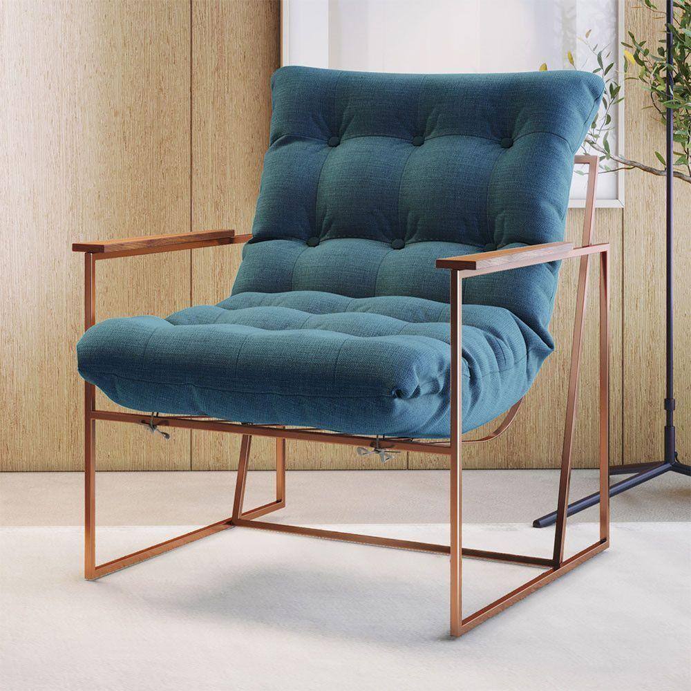 Poltrona M03 Estrutura Em Ferro Mais Decor Cobre/azul
