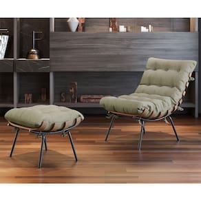 Poltrona E Puff M06 Estrutura Em Ferro Mais Decor Preto/bege