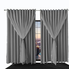Cortina Blecaute Blackout 8,50X2,80 Corta Luz Ana Cinza