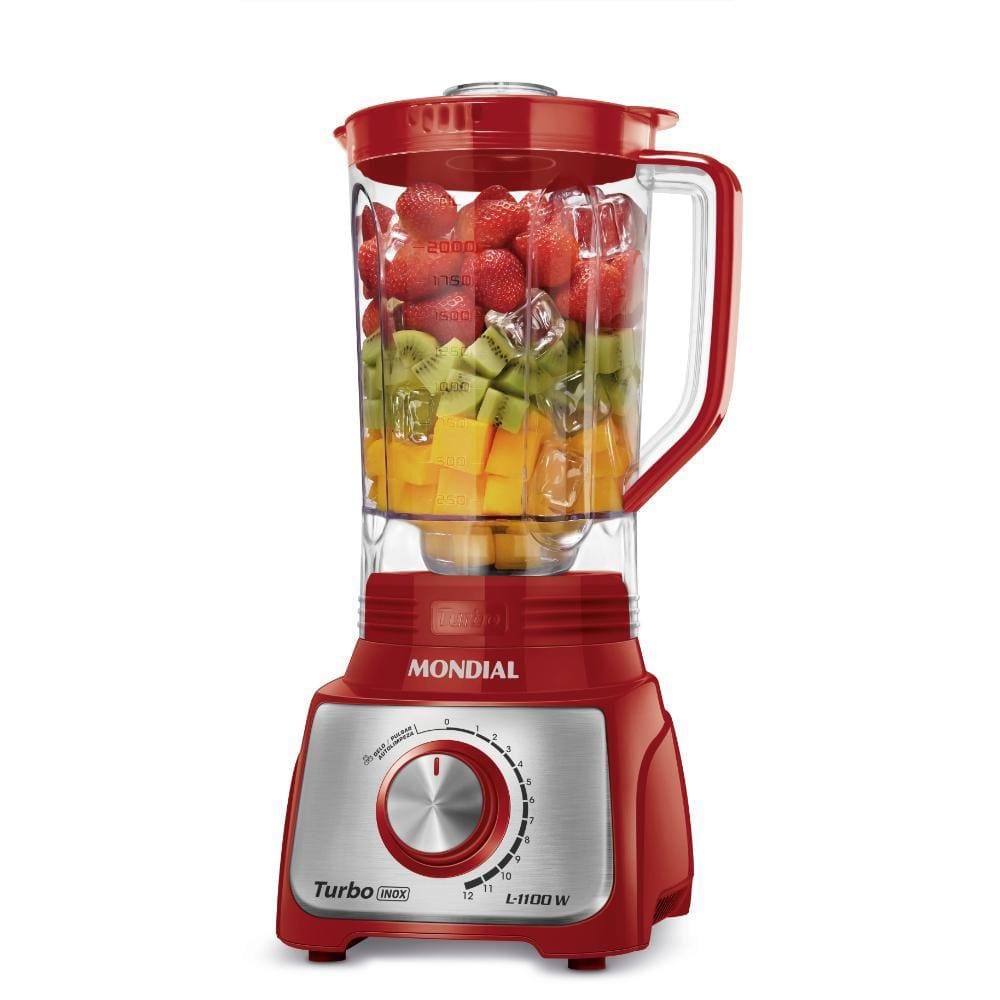 Liquidificador Mondial Turbo 3L 1100W Vermelha 220V - L-1100 RI
