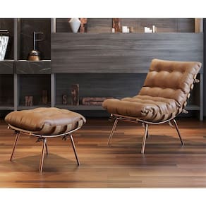 Poltrona E Puff M06 Estrutura De Ferro Mais Decor Cobre/marrom