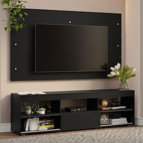 Rack com Painel para TV até 65 Polegadas Preto Orlando Madesa