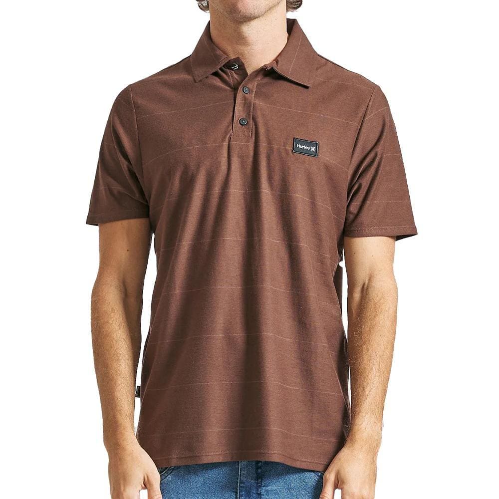 Camisa Hurley Polo Lines SM24 Masculina Marrom