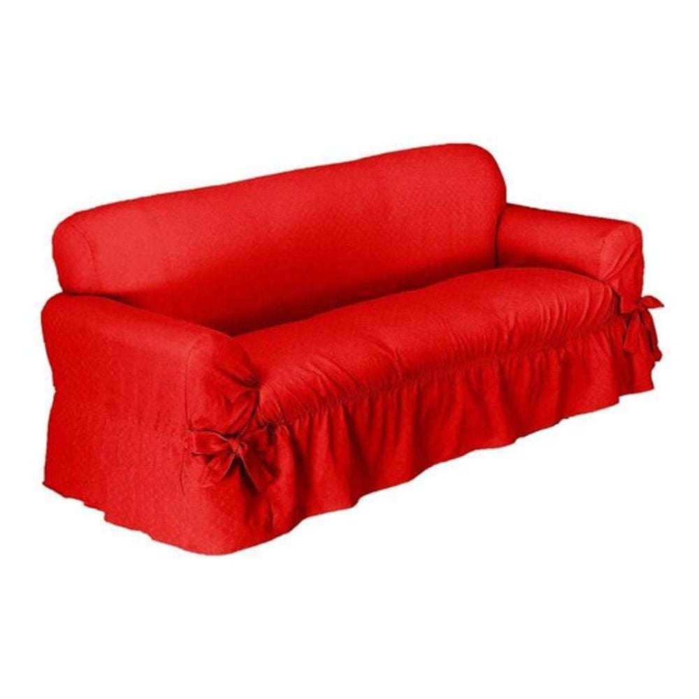 Capa De Sofá 3 Lugares Avulso Gorgurão Maquinetado Vermelho