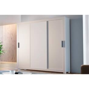 Guarda Roupa Casal 3 Portas De Correr E 4 Gavetas C- Pés Veneza Branco - Rufato