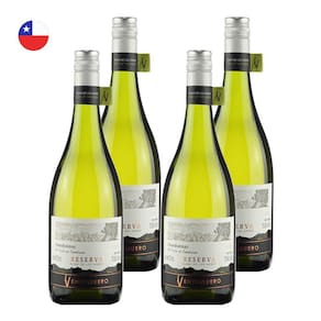 Kit 4 Vinhos Ventisquero Reserva Chardonnay Branco Chile 750ml