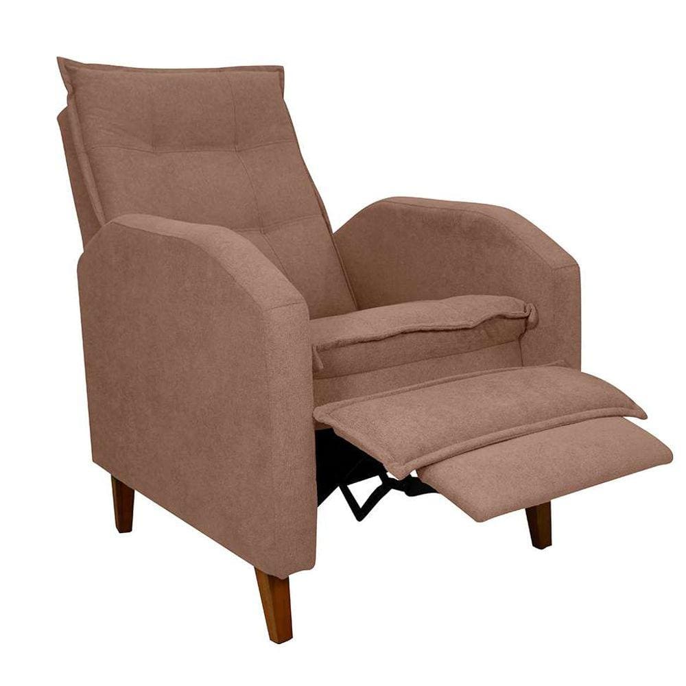 poltrona reclinável yaris veludo marrom claro