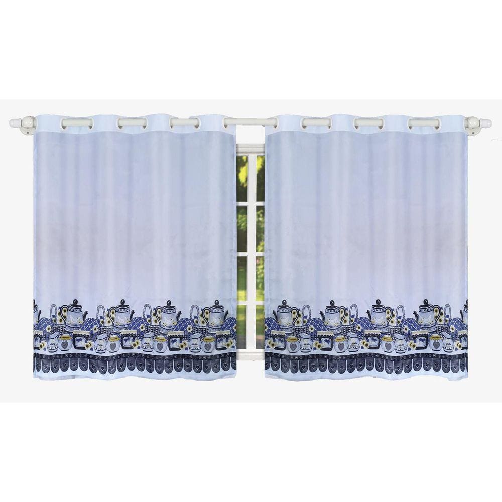 Cortina Para Cozinha Tergal Estampada 3M X 1,20M - Branco 10