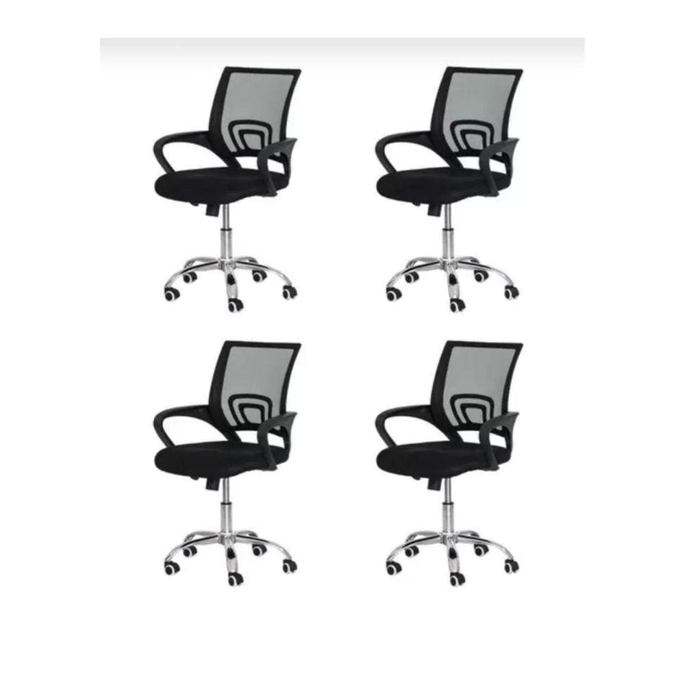 Kit 4 Cadeiras Executivas Para Escritório Giratória Preto