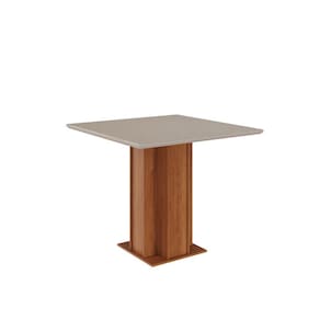 Mesa para Sala de Jantar 95cm Tampo Mdf/Vidro Sophia Cinamomo/Off White