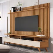 Rack Vivare Wood com Painel Ripado para TV até 72 Polegadas Classic Marrom/Off White