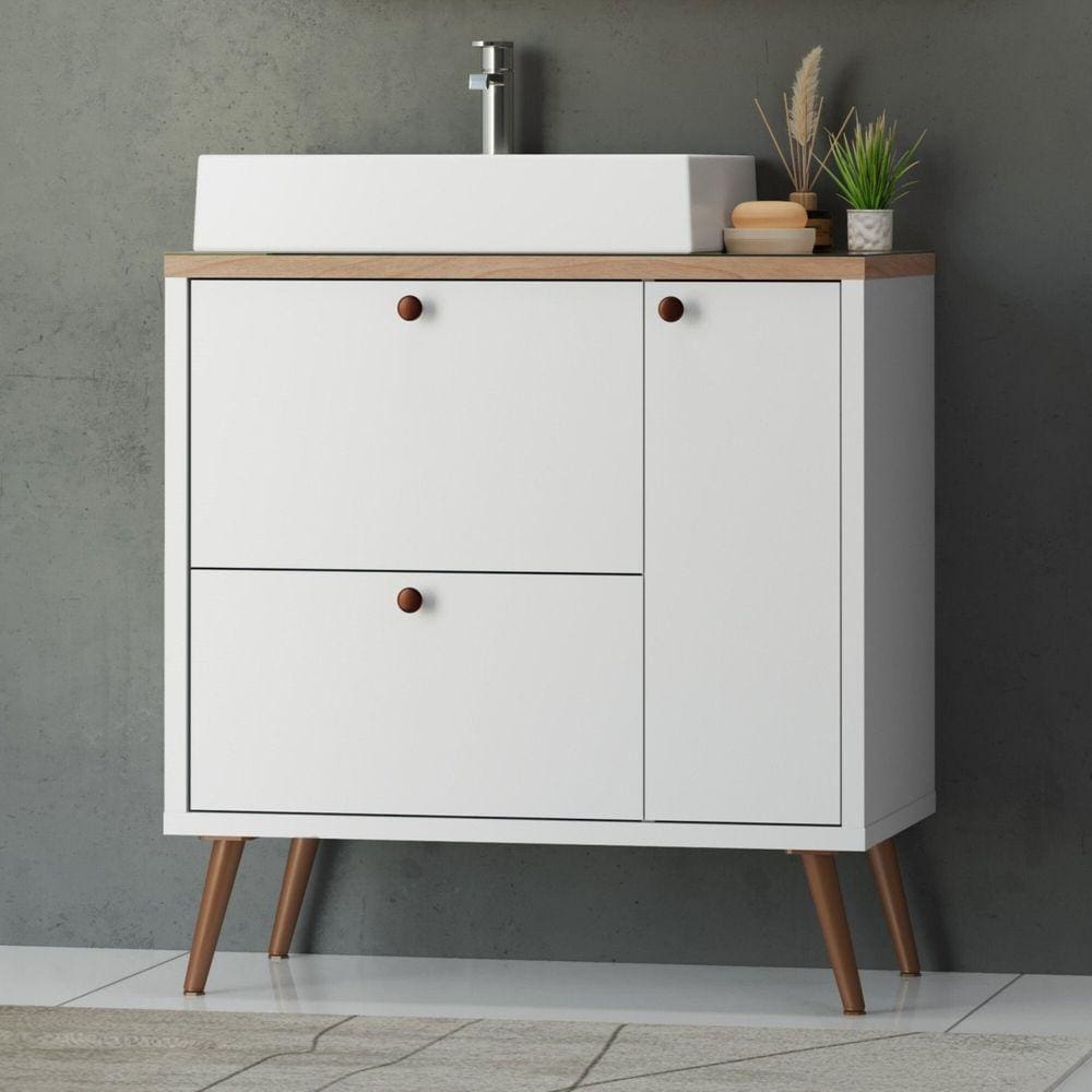 Gabinete com Pés para Banheiro sem Cuba Madri Branco/Tauari