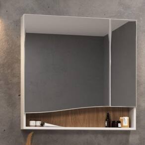 Armário Espelheira para Banheiro 80cm Lille Branco/Tauari
