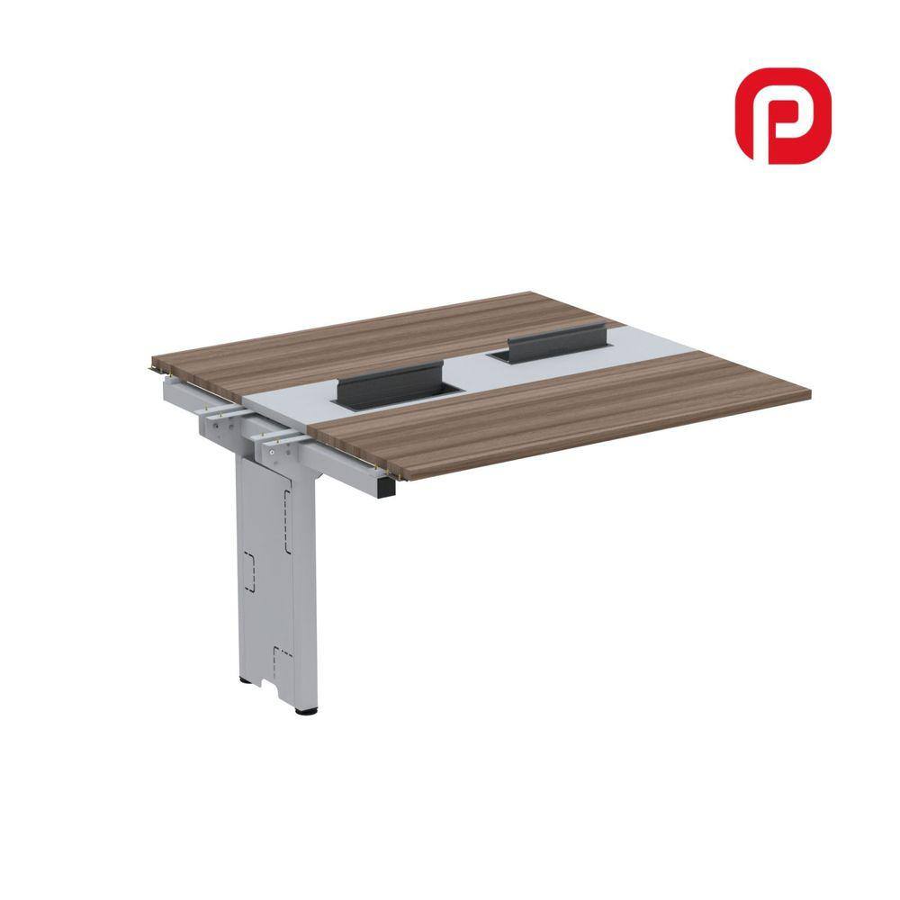 Complemento de Mesa Plataforma para Coworking para 2 Péssoas 120X120 Walnut/Cinza