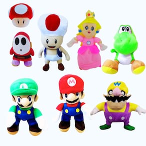 08 Pelúcias Mario Luigi Wario Princesa Toady Yoshi Cogumelo