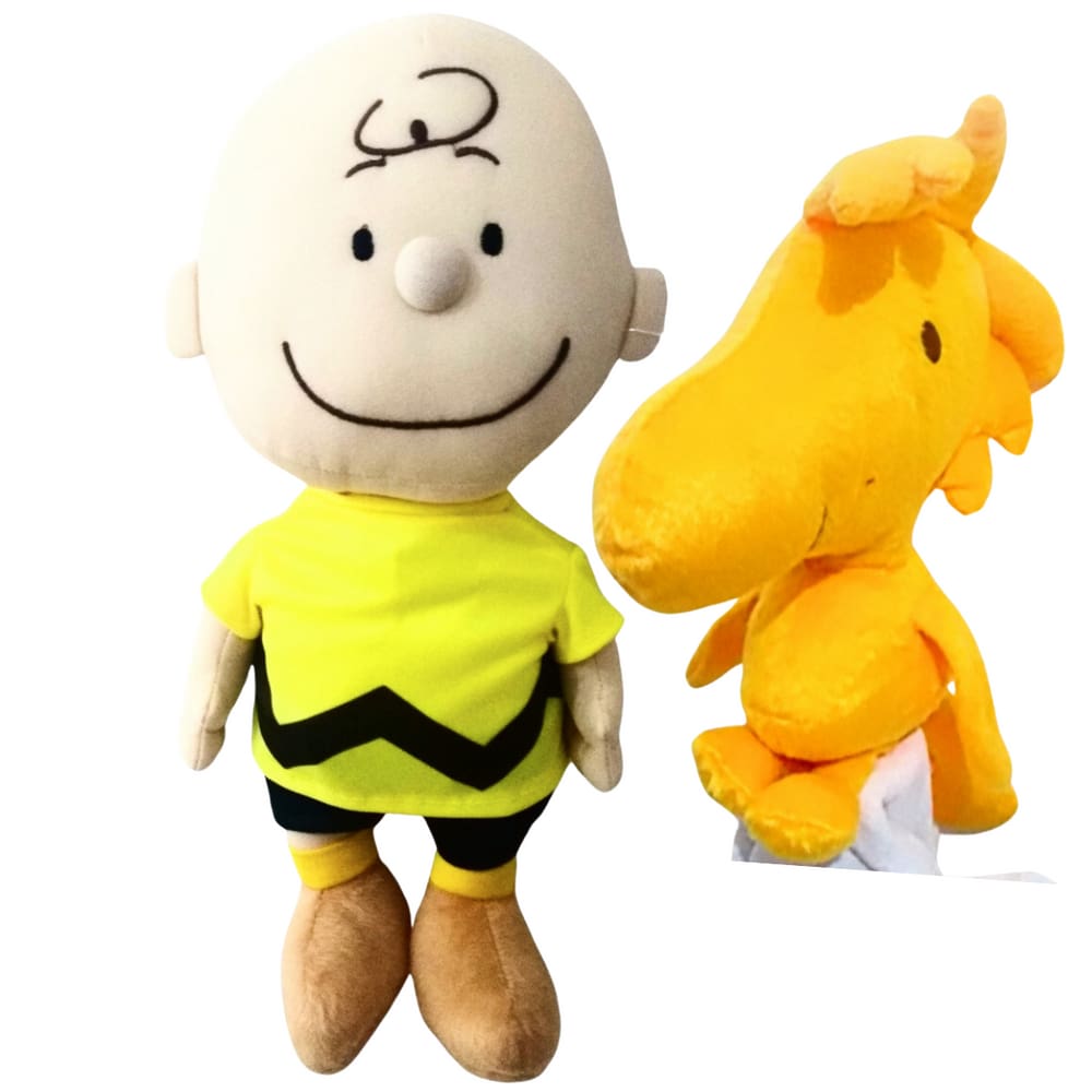 02 Pelúcias Charlie Brow e Woodstock 35cm