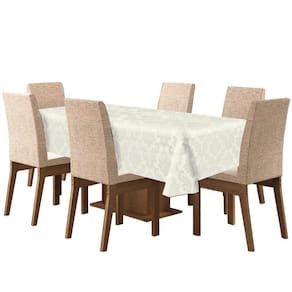 Toalha De Mesa De 4 Lugares Tecido Jacquard - Marfim