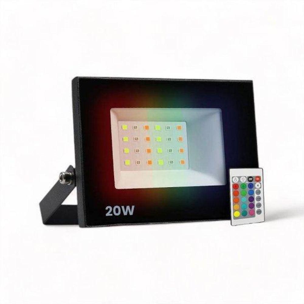 Refletor Led Smd 20W Rgb Com Controle