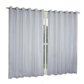 Cortina Rustica Com Voil Listrado 2,7M X 3M - Branco