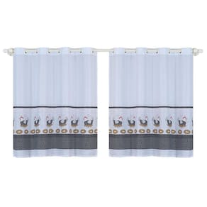 Cortina Para Cozinha Tergal Estampada 3M X 1,20M - Branco 1