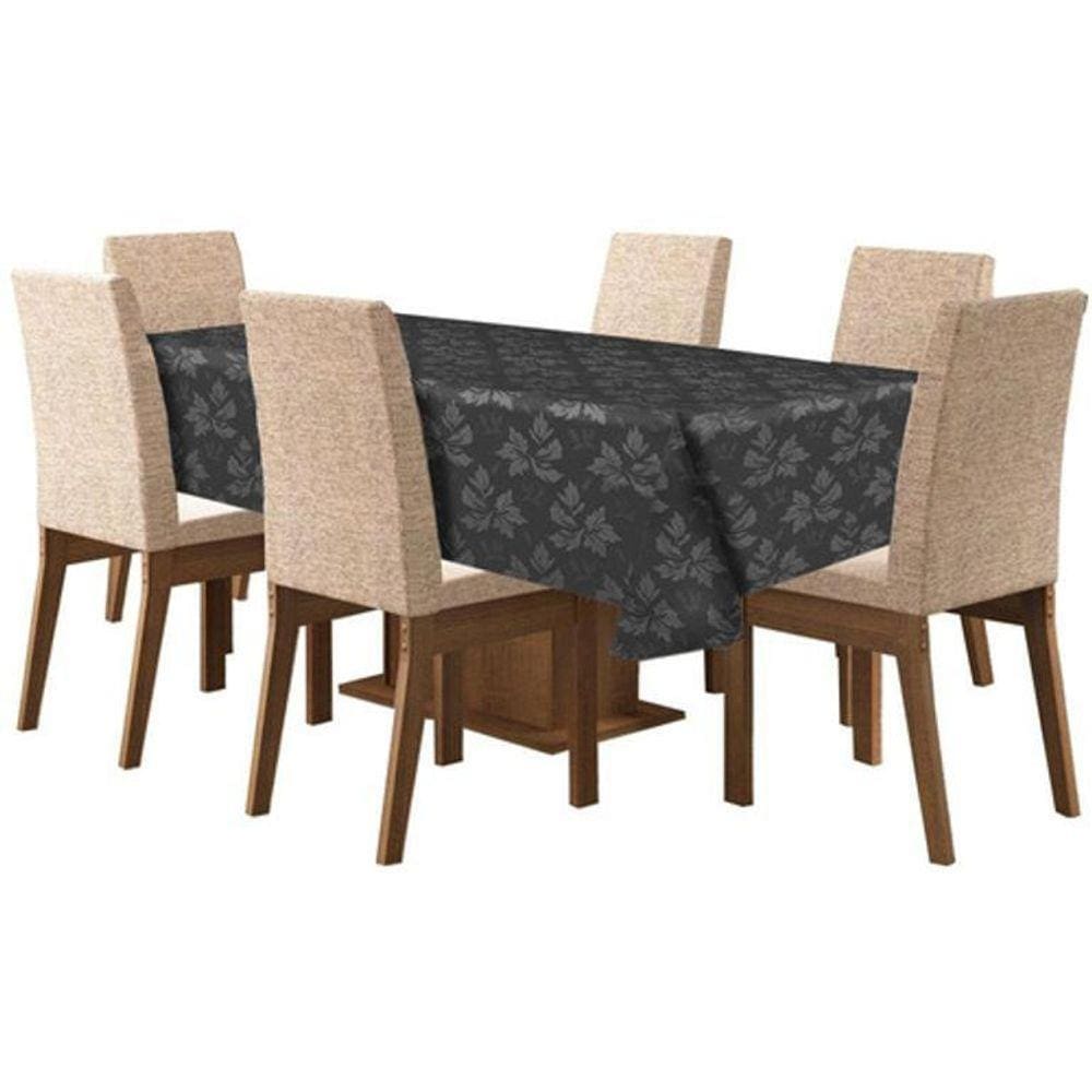 Toalha De Mesa Tecido Jacquard 8 Lugares - Preto