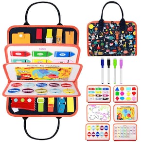 Montessori Busy Board mimado por 1 a 4 anos com brinquedos sensoriais