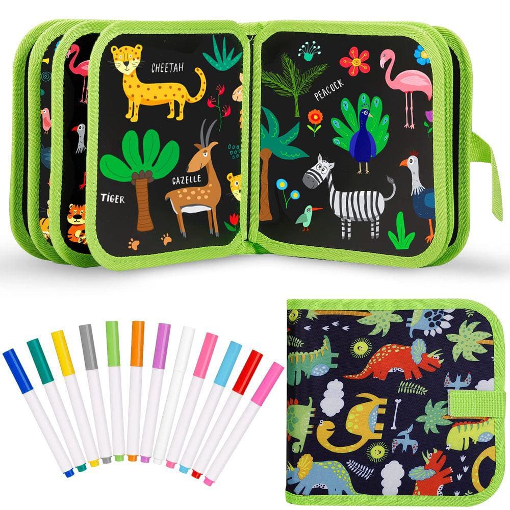 Conjunto de livros Doodle RAIBEATTY Erasable com 12 canetas de aquarela Kid