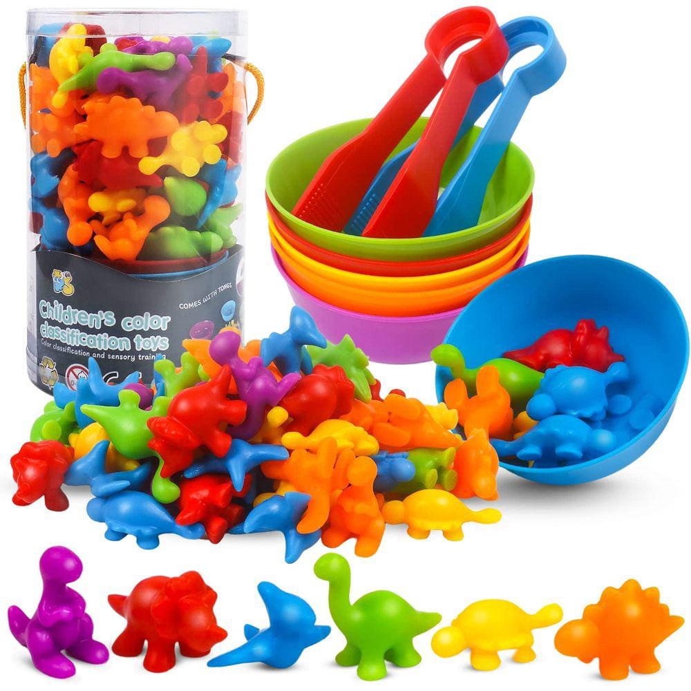 Contando brinquedos de dinossauro GKDOMS com copos separadores para crianças a partir de 3 anos