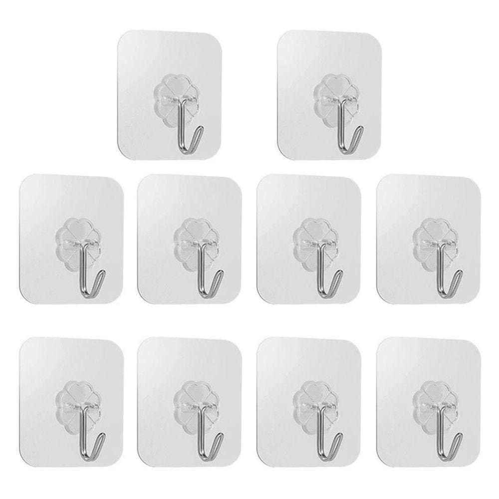 Kit 10 Ganchos De Parede Multiuso Prático Sem Furo Na Parede