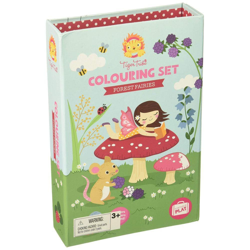 Conjunto de colorir Tiger Tribe Forest Fairies Blue com marcadores 3+