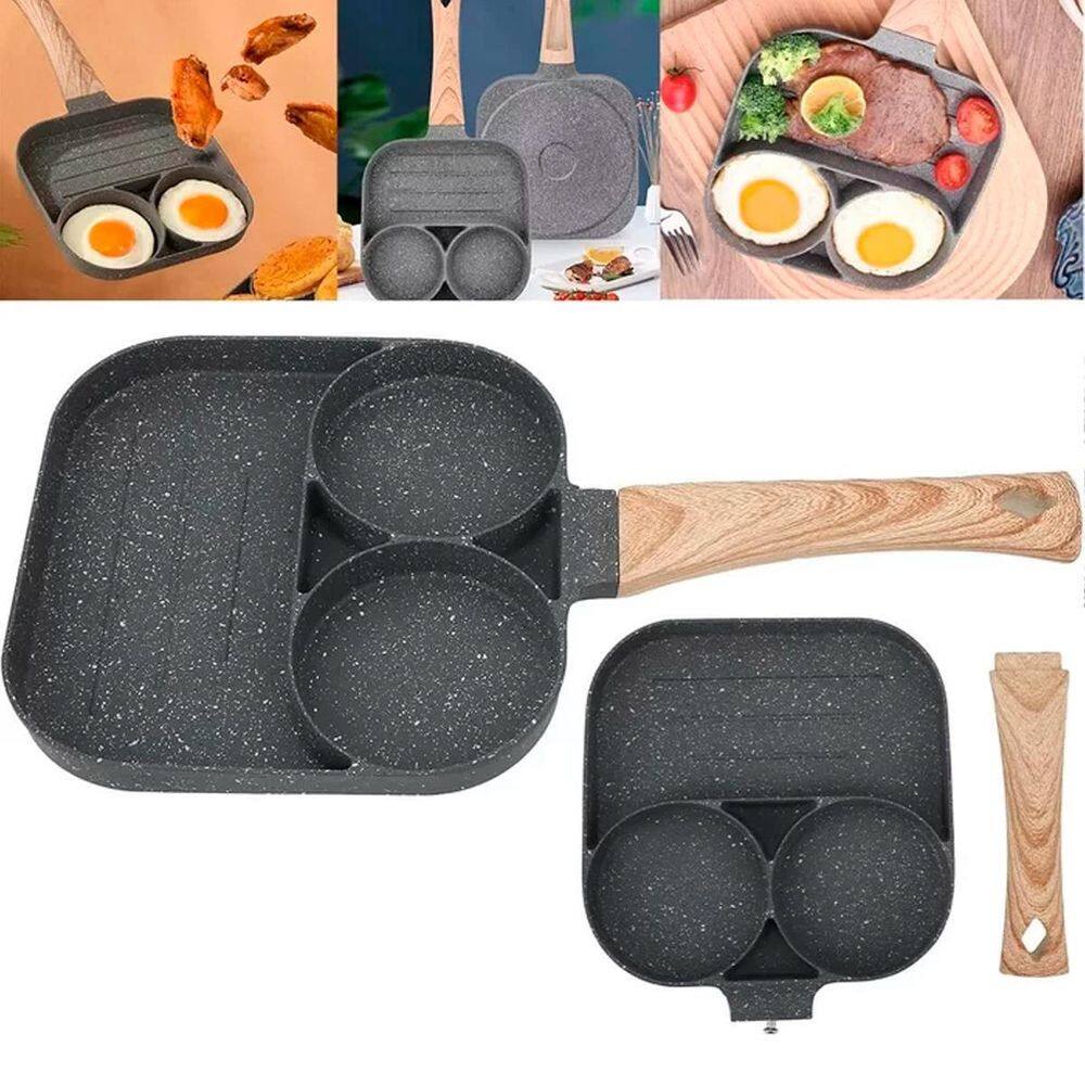 Frigideira 3 Em 1 Antiaderente Para Ovos Carnes E Hambúrguer