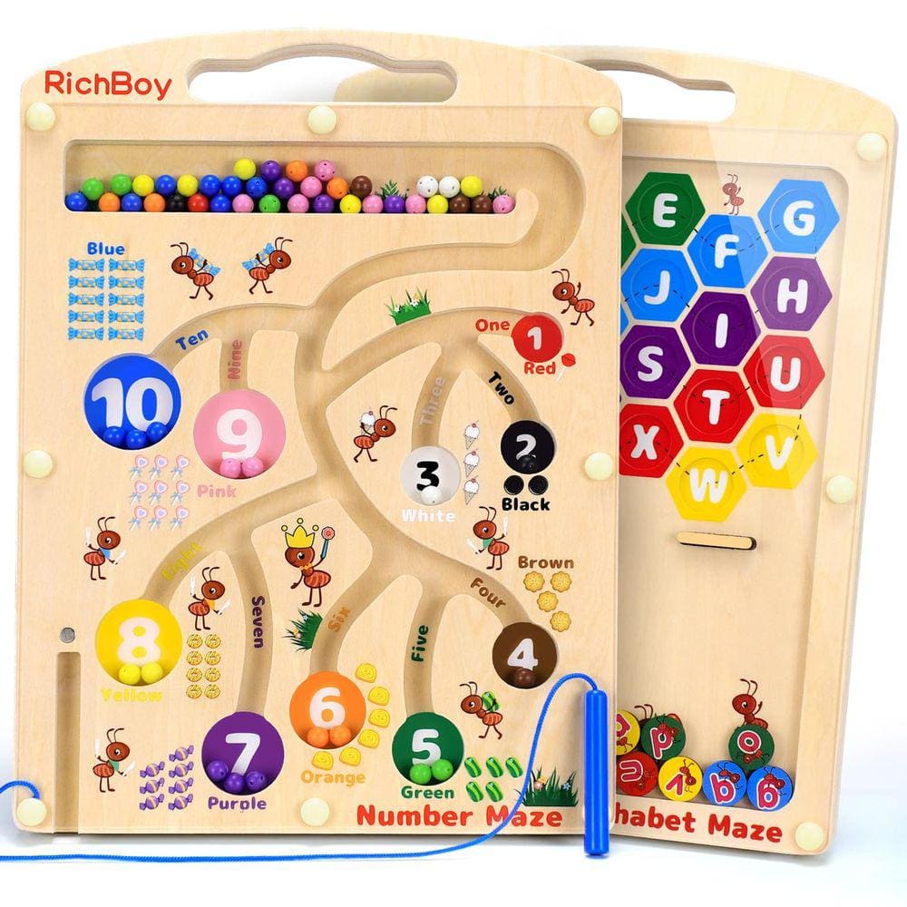 Magnetic Number Alphabet Maze Board RichBoy para crianças de 3 anos ou mais