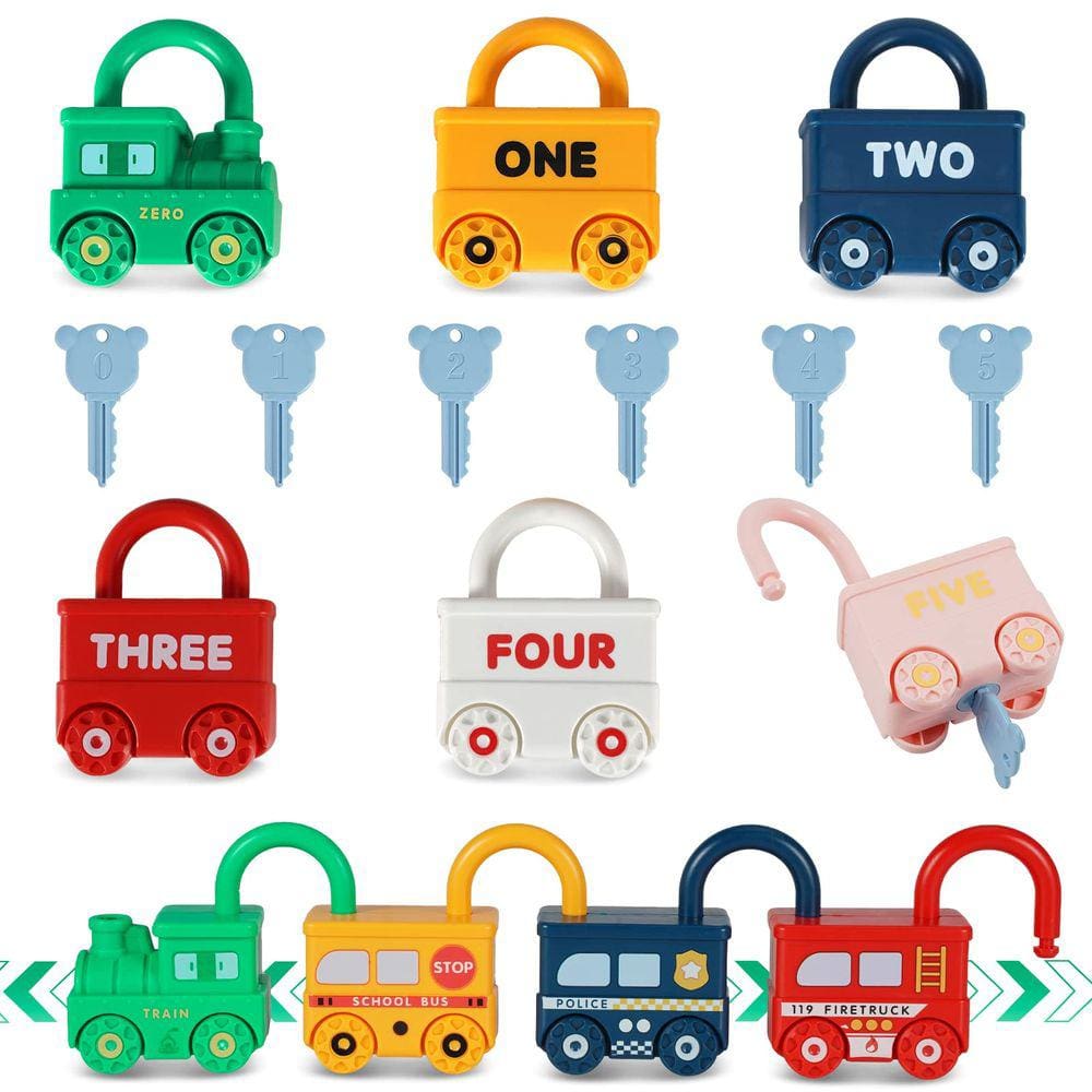 Brinquedo de carro Lock and Key Kizmyee Montessori para mais de 18 meses