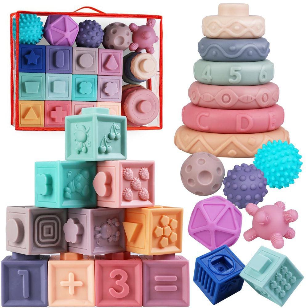 Brinquedos Montessori Quanquer 3 em 1 para bebês 0-3-6-9-12 meses