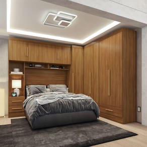 Quarto Modulado Casal Completo 4 Peças 5 Portas 4 Gavetas Com Maleiro Smart Plus Cinamomo