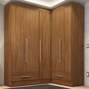 Quarto Modulado De Canto 3 Peças 5 Portas 2 Gavetas Smart Plus Cinamomo