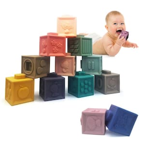 Blocos de construção Yzata Baby Soft Tething Toys, 6 meses ou mais, 12 unidades