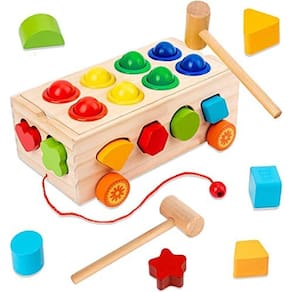 Conjunto de 22 peças de brinquedo Shape Sorter KIDSTHRILL de madeira para 2 a 4 anos