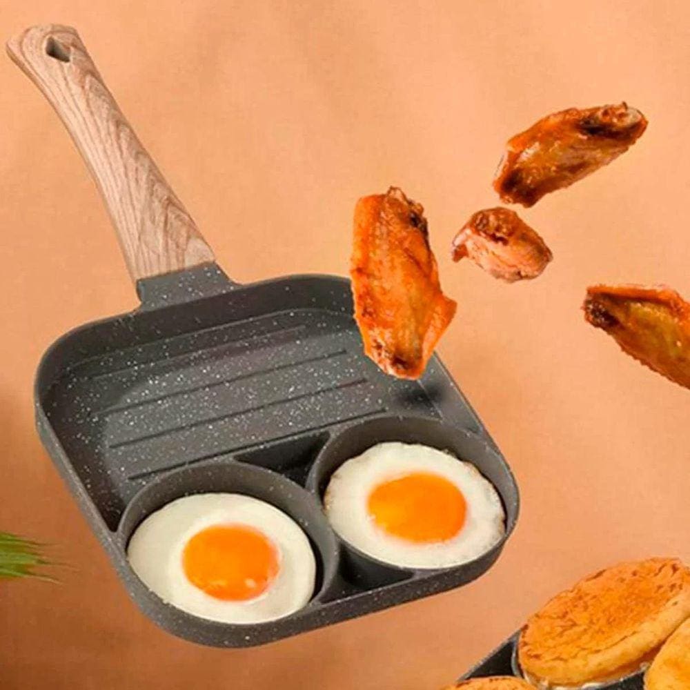 Frigideira Antiaderente 3 Em 1 Para Ovos Carnes E Hambúrguer