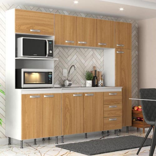 imagem-Cozinha Modulada 4 Peças Ipanema Evidência Móveis - Bege Médio