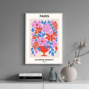 Quadro Poster Flower Market - Paris 24X18Cm - Com Vidro